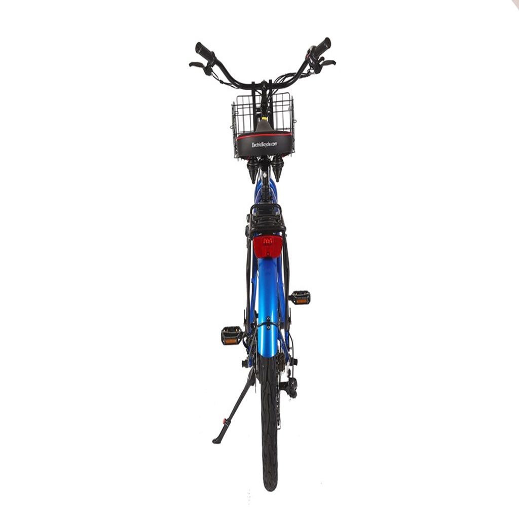 X-Treme Newport Elite 24V Beach Cruiser Electric Bike metallic blue rear