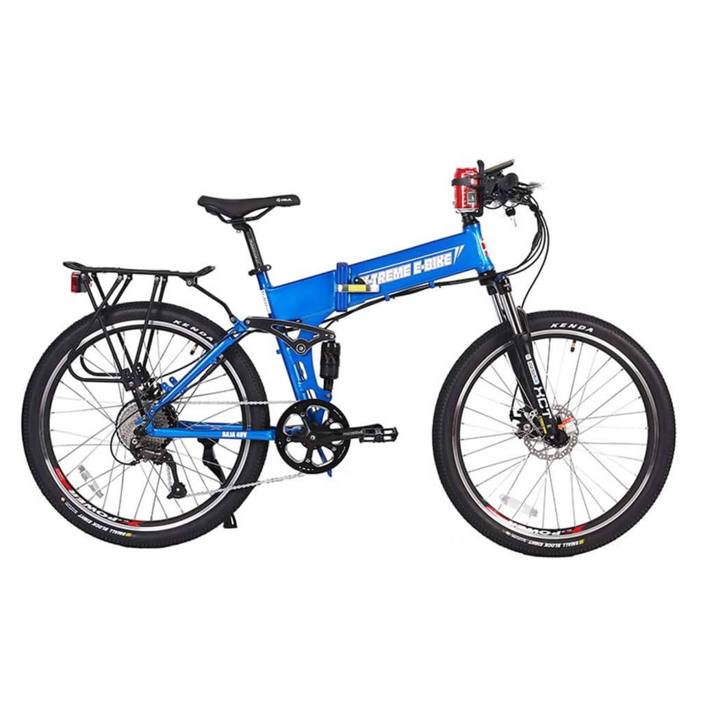 X-Treme Baja 48V 500W 8AH Folding Blue Electric Mountain Bicycle