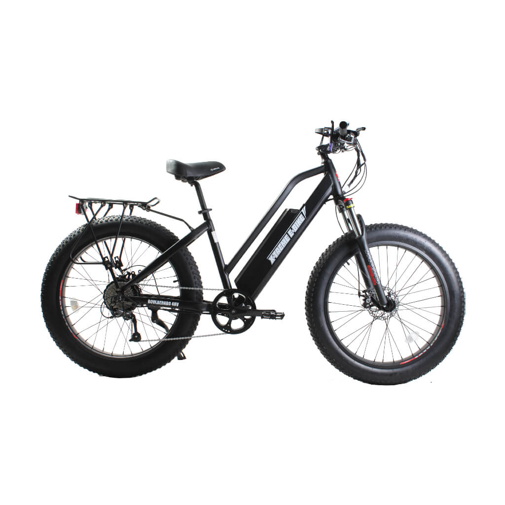X-Treme Boulderado 500W 48V Step-Through Fat Tire Electric Mountain Bi -  Zoom Electric Bikes