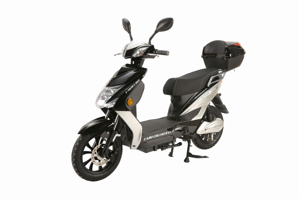 X-Treme Cabo 500W Cruiser Elite 48 Volt Electric Scooter Moped - Black - Left Angle