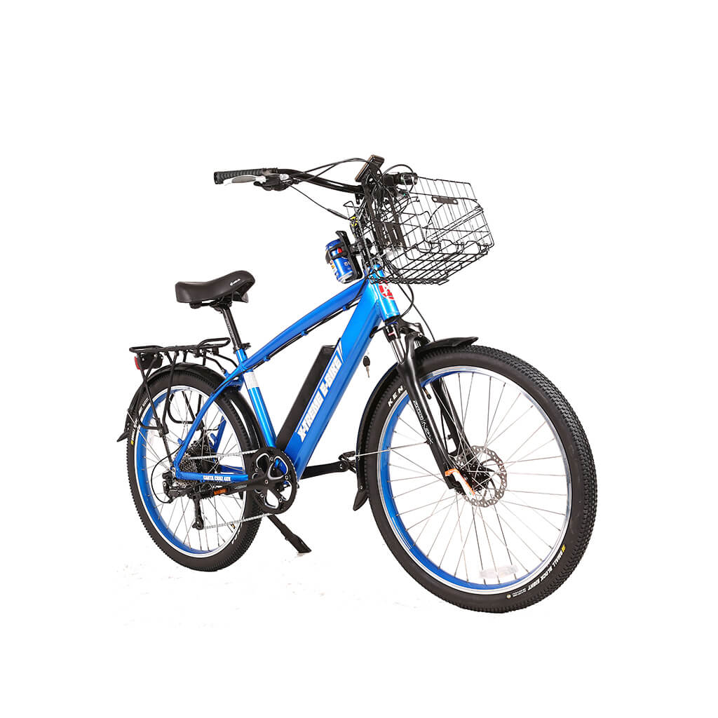 X-Treme Laguna 500W Beach Cruiser 48 Volt Electric Bike blue right angle