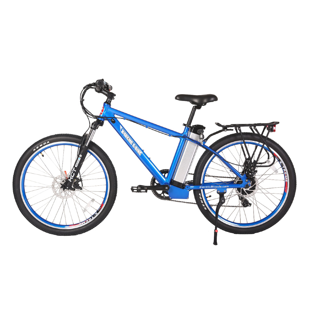 X-Treme Trail Maker Elite 24 Volt Electric Mountain Bike Blue Left