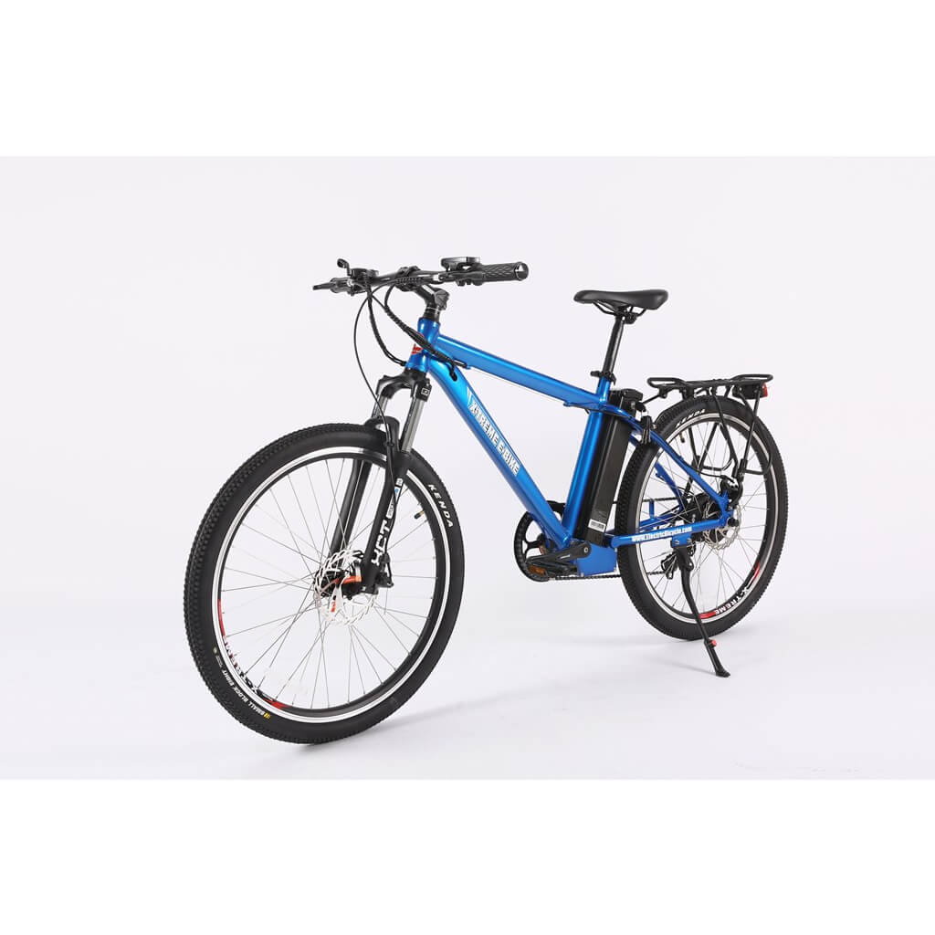 X-Treme Trail Maker Elite Max 350W 36V Mountain Electric Bike metallic blue left angle