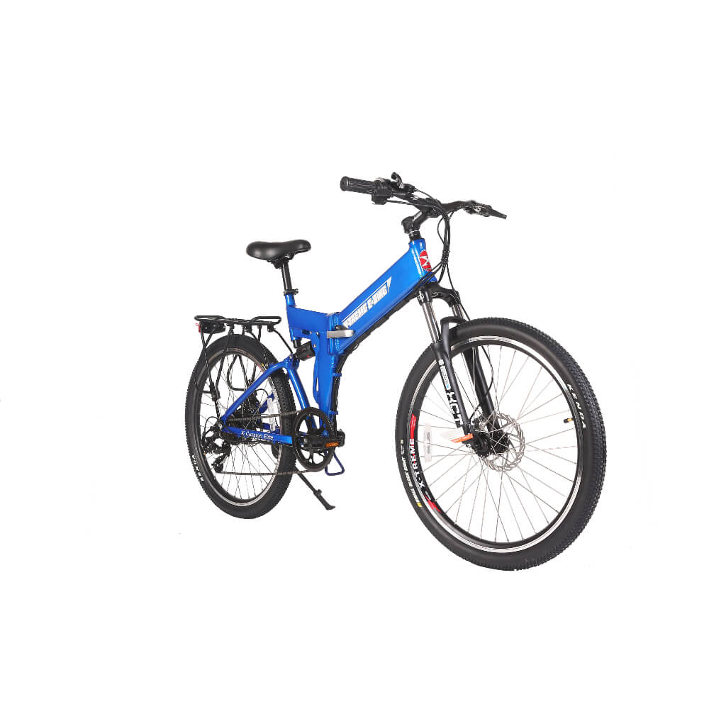 -Treme X-Cursion Elite 24V 300W Folding Mountain Electric Bike metallic blue right angle