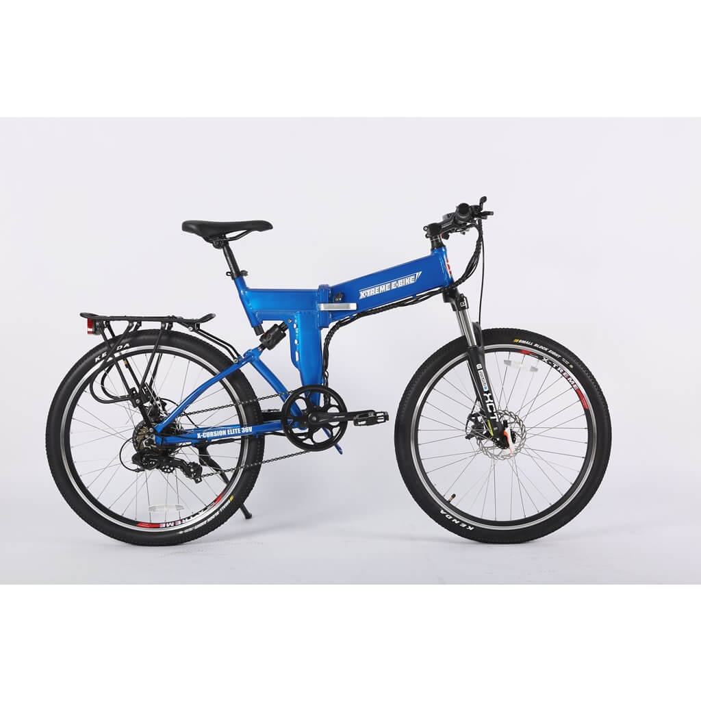 X-Treme X-Cursion Elite Max 36V 350W Folding Electric Mountain Bike blue right side
