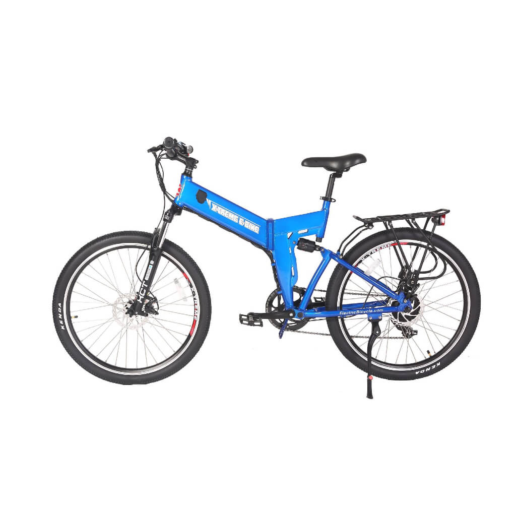 X-Treme X-Cursion Elite Max 36V 350W Folding Electric Mountain Bike metallic blue left side