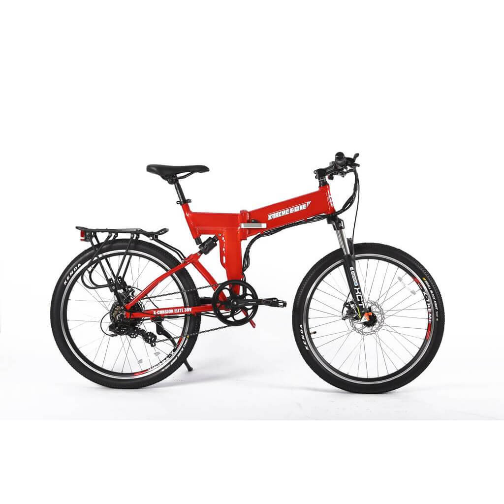 X-Treme X-Cursion Elite Max 36V 350W Folding Electric Mountain Bike red left side