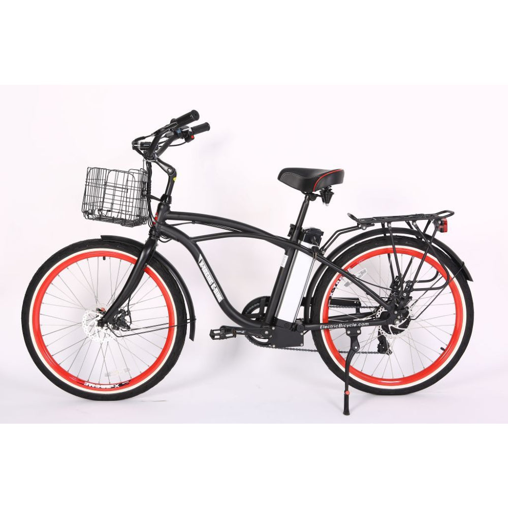 X-Treme Newport Elite 24V Beach Cruiser Electric Bike black left side